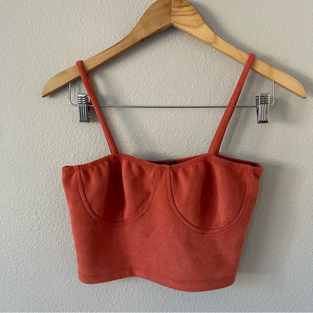 Popular Basics Orange Velvet Bustier Bra Size L